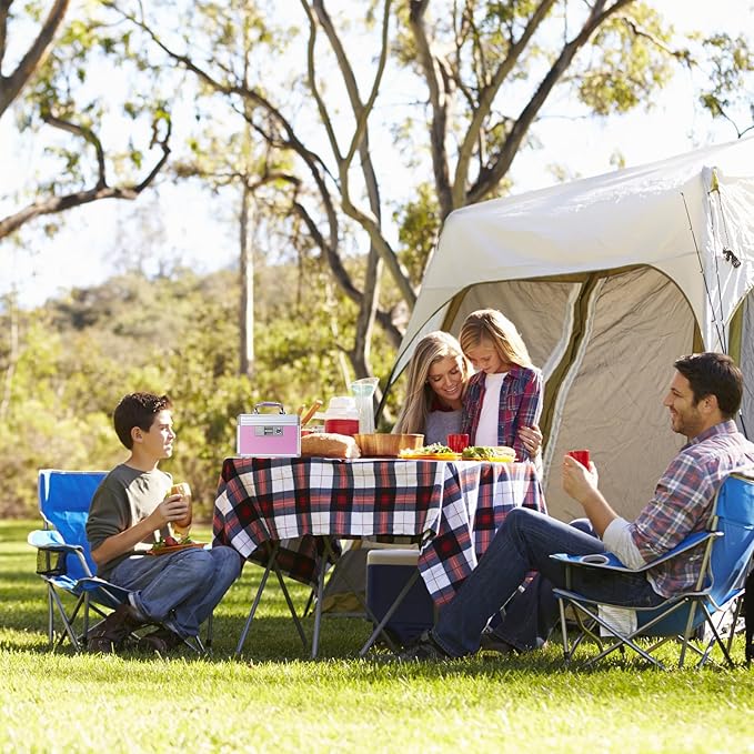 Medicine Box, First Aid Safe Medication Storage Box,Layered Aluminum Daily Medicine Cabinet,10.2" x 6.2" x 7.7", Pink
