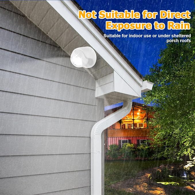 Motion Sensor Outdoor Lights - Outdoor Motion Sensor Light Battery Operated Wireless Spotlight Motion Detector Security Light Auto On Off for Sheltered Porch Stair Hallway Garage Wall Shed (1 Pack)