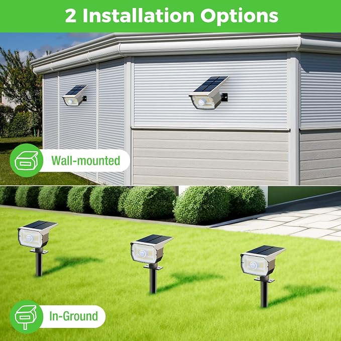 nipify Solar Lights Outdoor Waterproof, Motion Sensor Spot Landscape Light | 4 Pack/3 Modes/56 LED, Cool White, Solar Powered, Lighting for Outside Pathway Yard Lawn Garden Walkway Pathway
