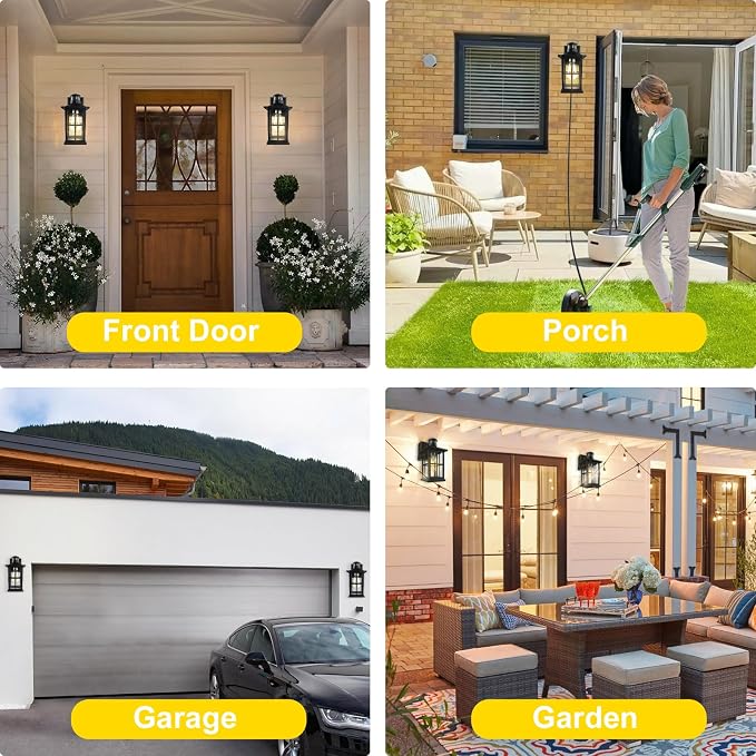Motion Sensor Porch Lights with GFCI Outlet, Outside Dusk to Dawn Wall Mount, 3 Lighting Modes Exterior Light Fixture Waterproof, Outside Wall Lamp for House Patio Garage.(Black,1 Pack)