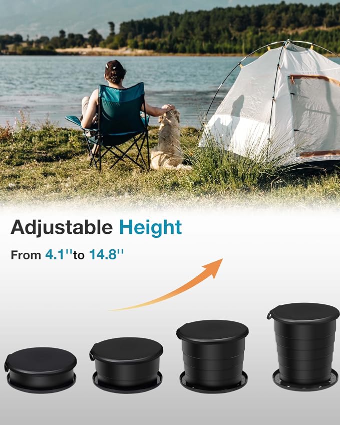Upgrade Retractable Portable Toilet Travel Toilet Adjustable Height Camping Toilet Portable Potty for Adults Kids, Foldable Portable Toilet for Camping/Car