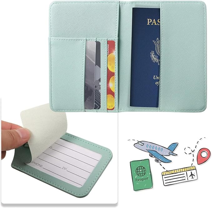 2 Pcs Passport Cover Holder for Travel Waterproof Leather Passport Wallet Case Book Travel Cruise Essentials for Women Men | 2 Pieces