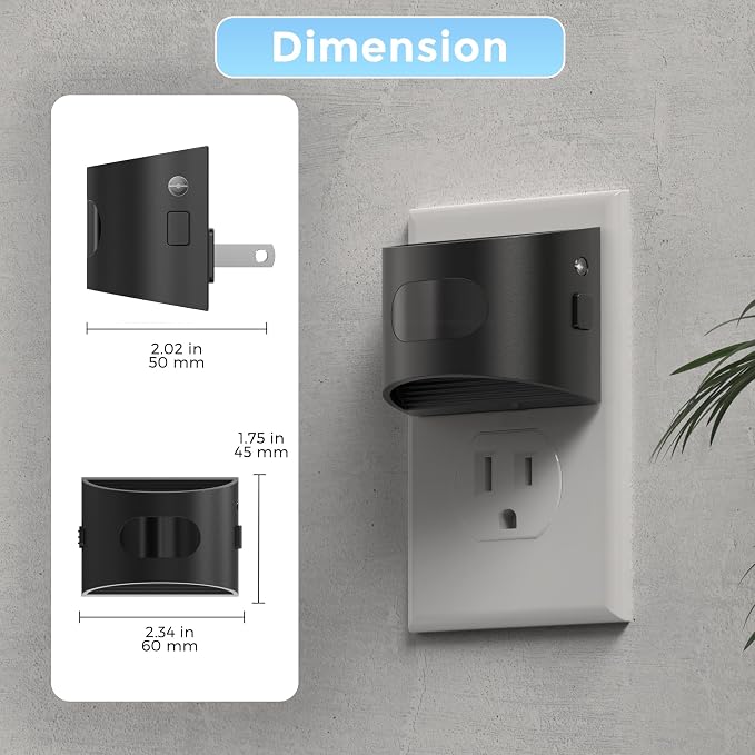 L LOHAS LED Motion Sensor Night Light, Night Lights Plug into Wall, 4 Pack | Nightlight with Dusk to Dawn & Motion Detection Sensor, 30-100Lm Adjustable Brightness, 5000K Daylight, Black Housing