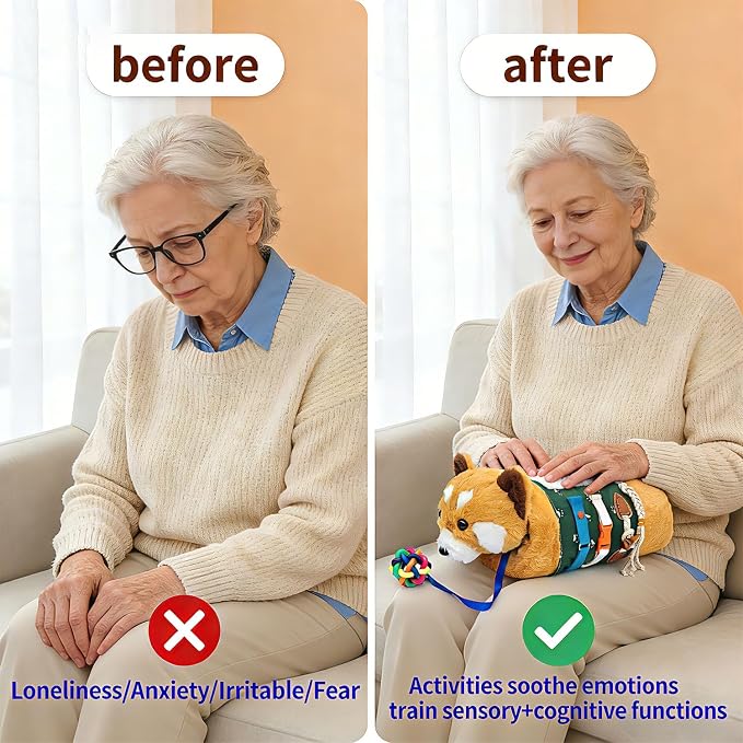 Fidget Blanket and Muff Cute Bear for Adults with Dementia,Dementia Fidget Toys For Elderly and Seniors,Alzheimers Dementia Sensory Activities Products,Sensory Gift for Alzheimer’s or Dementia