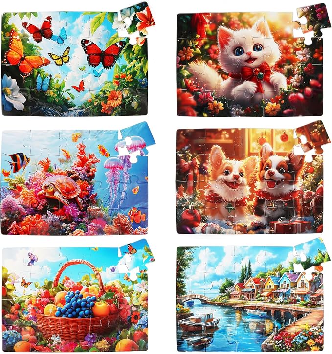 Large Piece Jigsaw Puzzles for Seniors with Dementia 6 Pack 20 Piece | Alzheimers Products for Elderly│Easy Memory Games, Cognitive Activities and Gifts for Patients in Nursing Homes