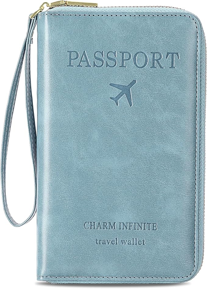 Leather RFID Blocking Passport Holder Travel Wallet, Passport Cover/Travel Wallet for Women/Men with