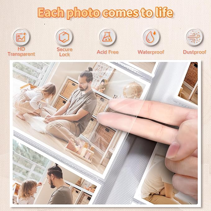 Artfeel Photo Album 4x6 with 1000 Pockets,Slip-in Picture Albums,Linen Cover Memory Book with Front Window,White Page Vertical Photo Book for Wedding,Family,Anniversare,Baby,Vacation
