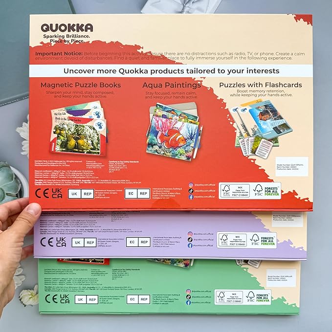 QUOKKA 100 Pieces Dementia Puzzles for Elderly - 3SET Large Piece Puzzles for Seniors - 9 Memory Flashcards with Facts I 25 Discussion Prompts per Puzzle - Alzheimer's Activities Products for Elderly