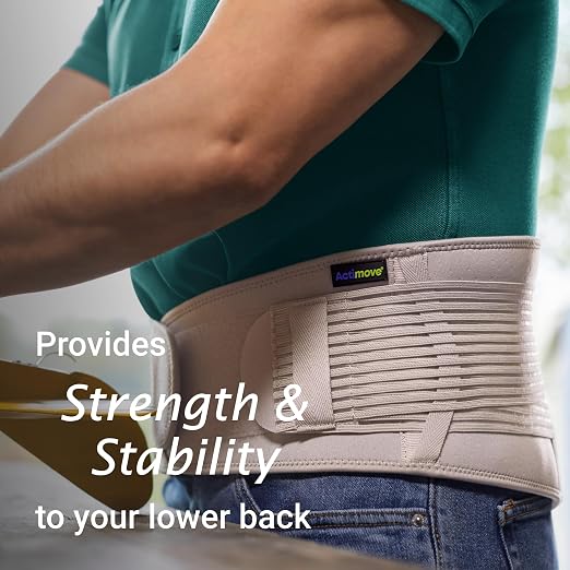 Actimove Everyday Supports Back Support High-Density Foam Panel Adjustable Double Layer Compression, Gray, Small/Medium