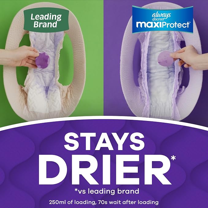 Always Discreet MaxiProtect Adult Diapers for Women, Incontinence Underwear, Scented, Postpartum Essentials, Bladder Leak Protection, Disposable Briefs, Maximum Plus Absorbency, Size L, 14 Count