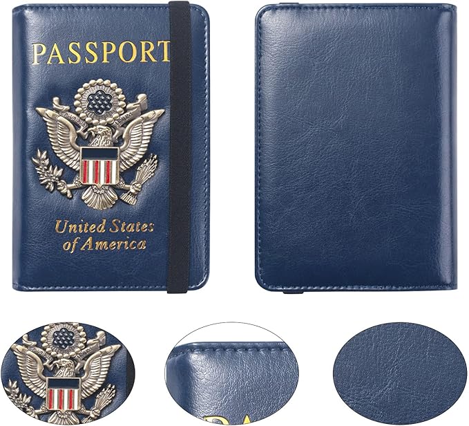 Premium Passport Holder for Travel RFID Blocking Passport Cover Slim | Passport Cover for Women Men Leather US Passport Wallet Case for Travel Passport Book Cover Travel Document Organizer Carrier