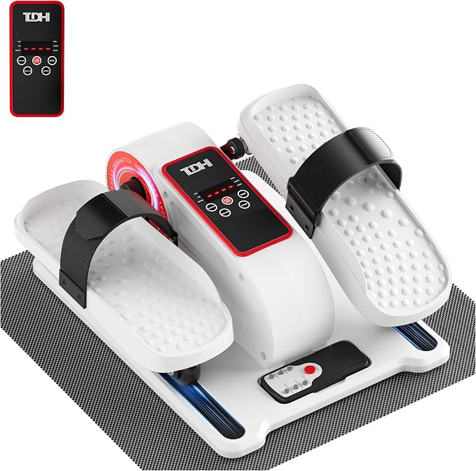 TDH Under Desk Elliptical Machine,Electric Leg Exerciser as Seen on Tv for Senior Adult,Portable Quiet Pedal Exerciser While Sitting with 12 Adjustable Speed Auto&HR Mode for Home Office