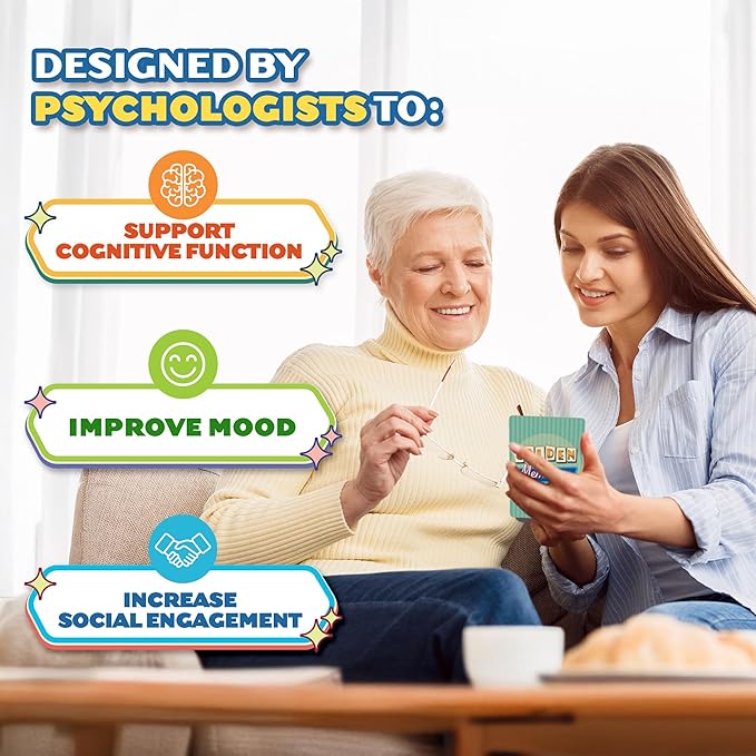 ThinkPsych Golden Memories - Conversation & Memory Game for Seniors | 160 Topics | Reminiscence Therapy | Dementia Activities for Seniors & Alzheimer Support