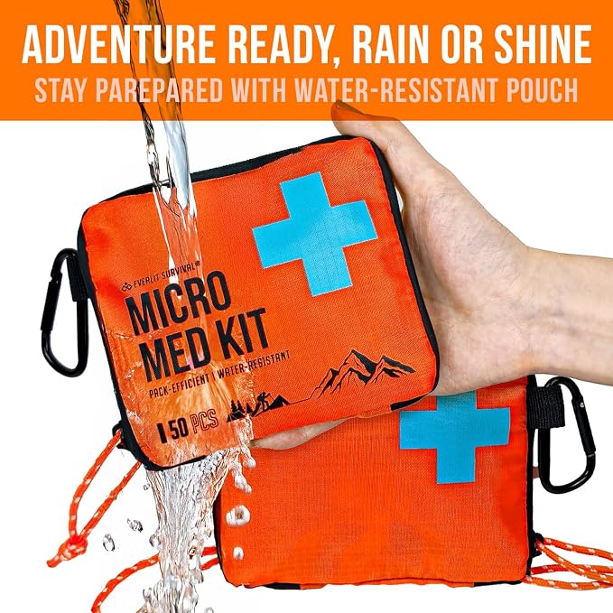 EVERLIT Ultralight Mini First Aid Kit, EDC Medical Kit, Water-Resistant EDC Mini Kit for Hiking, Backpacking, Camping, Cycling (Blue)