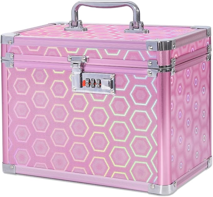 Medication Combination Lock Box, Colorful Rose, 10 x 7.25 x 7.75 Inches | Code Lock, For Personal Items, For Medicine, For Documents