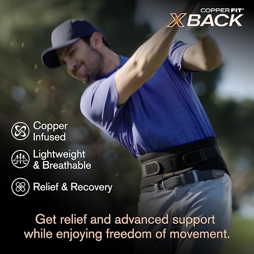 Copper Fit X-Back Brace for Lower Back Pain, Lumbar Support, Herniated Disc, Sciatica, Arthritis – Adjustable, Breathable Design - for Men and Women (Large/XLarge) | Back brace with lumbar support for lower back pain, sciatica relief, posture support, ...
