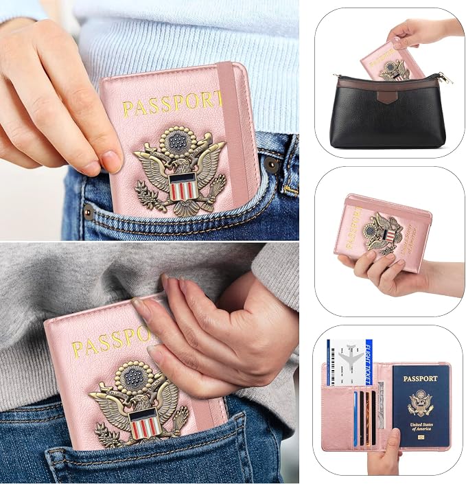 Premium Passport Holder for Travel RFID Blocking Passport Cover Slim | Passport Cover for Women Men Leather US Passport Wallet Case for Travel Passport Book Cover Travel Document Organizer Carrier
