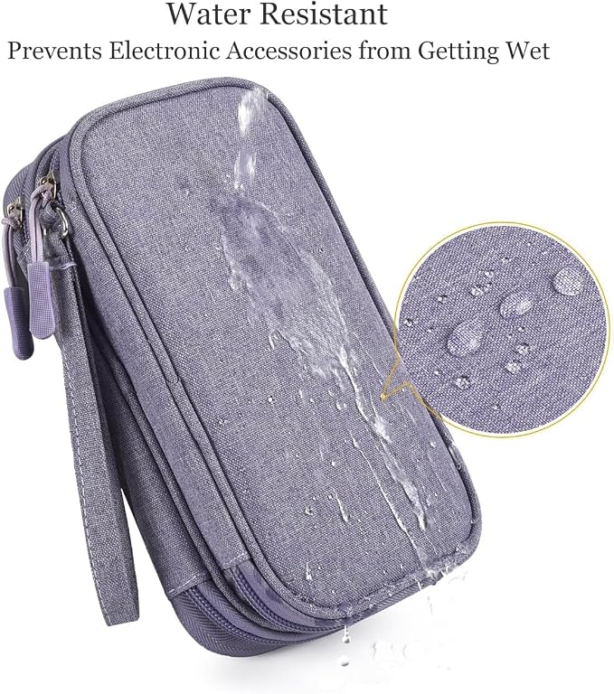 Electronic Organizer Travel Cable Accessories Bag, Electronic Organizer Case, Electronic Accessories Organizer Bag for Power Bank, Charging Cords, Chargers, Mouse, USB Cable, Earphones (Purple)