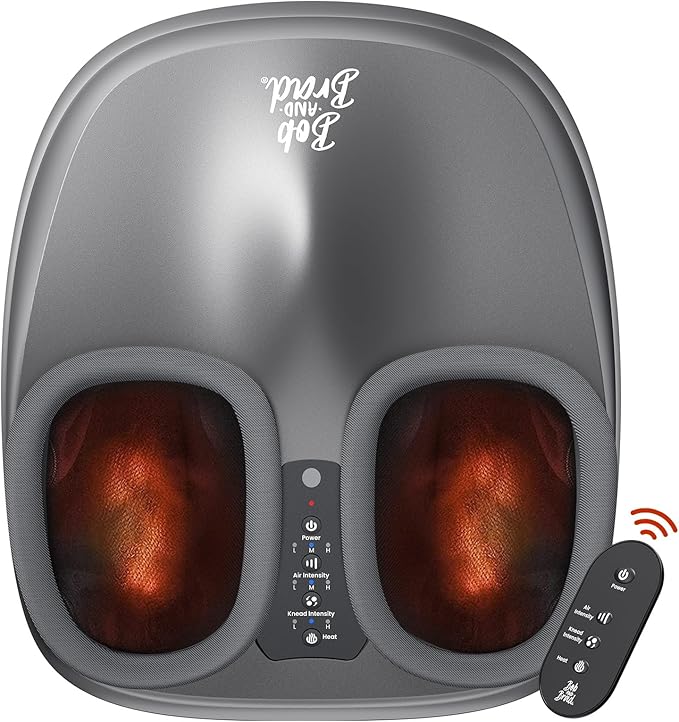BOB AND BRAD Shiatsu Foot Massager with Heat and Remote, FSA Deep Kneading Electric Feet Massager Machine for Plantar Fasciitis, Fits US Size 12, HSA Eligible