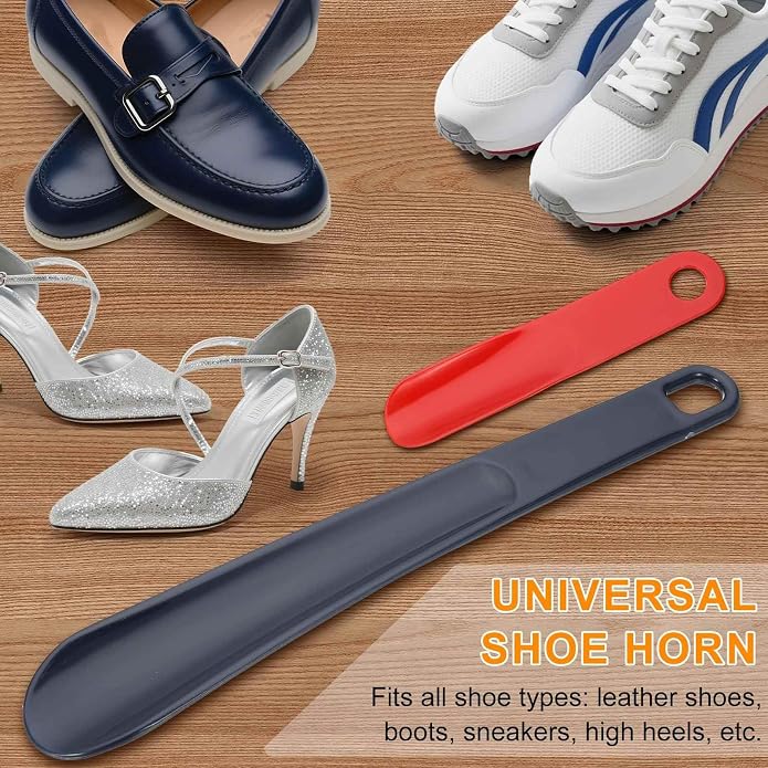 HARFINGTON Shoe Horn Plastic Straight Handle Shoe Helper Metal Shoehorns for Women Men Seniors Boots