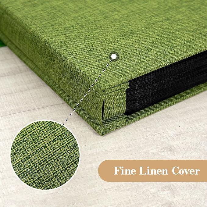 potricher Small Photo Album 4x6 300 Photos Linen Cover Picture Photo Book for Family Wedding Anniversary Baby Vacation (Green,300 Pockets)