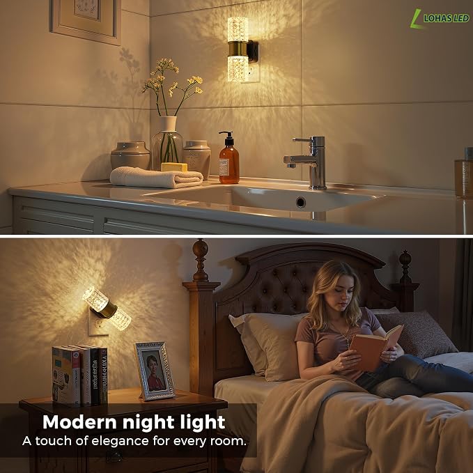 L LOHAS LED Night Light, Dimmable Night Lights Plug into Wall | 0-100LM Adjustable Brightness LED Night Light, Automatic Night Lights Plug in, Auto Light Sensor, Bedroom Hallway Home Decor