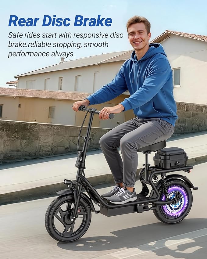 Maxshot Electric Scooter, 8.5" /10" /14" Tire, 16/19/22 Mph Top Speed, 12/16/21/27/28/49/50 Miles Long Range, Folding Escooter for Adults and Kids with Seat Bag, Dual Braking, Dual Suspension, App