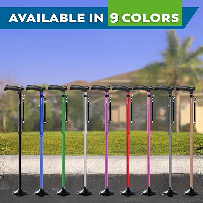 HONEYBULL Walking Cane for Men & Women Foldable, Adjustable, Heavy Duty, Free Standing, All Terrain, Collapsible Walking Sticks for Seniors & Adults (Copper)