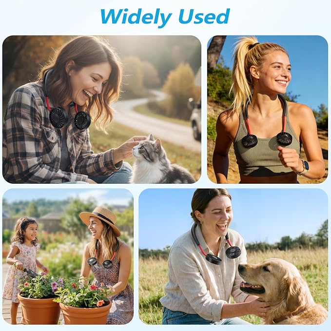 Neck Fan Portable Rechargeable: Personal Cooling Wearable Fan Around your Neck that Blow Cold Air for Men Women - Usb Should Fan Battery Operated for Travel and Outdoor Sports