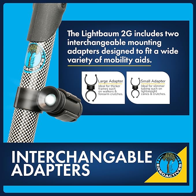 LightBaum 2G- New Improved Adjustable LED Flashlight for Crutches, Canes, & Walkers, Helps Prevent Falls During Dark Hours, Perfect Illumination Allows Users To See At Night (Universal tube mount)