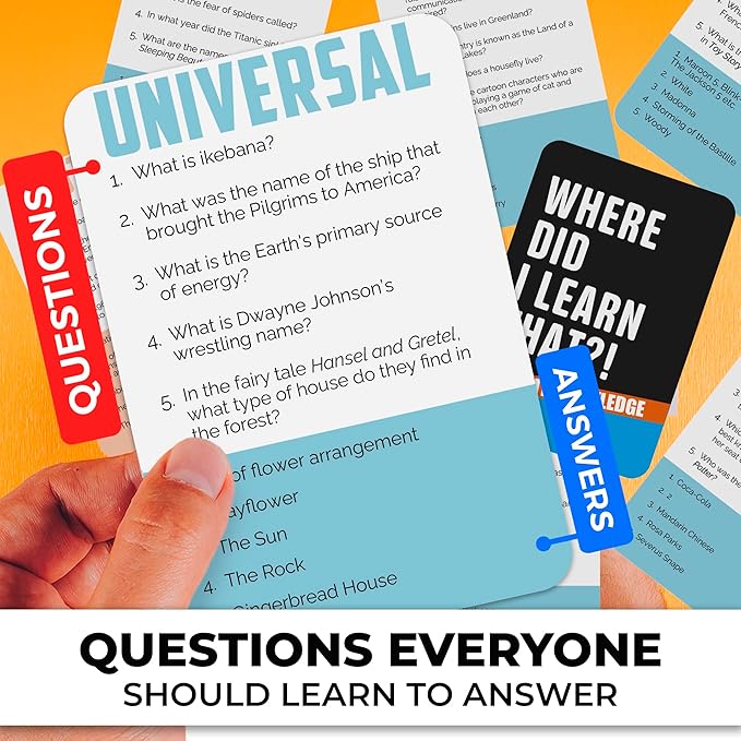 Trivia Card Games for Adults — Family Board Games for Teens and Adults | 500 General Knowledge Questions Trivia Cards with Answers – Fun Party Game for Family Game Night