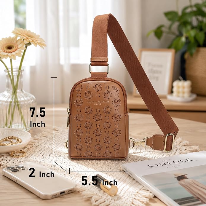 Lightweight Small Crossbody Sling Bag for Women | Mini Travel Purse,Multi-pocket with Card Slots,Durable Vegan Leather,Everyday Carry