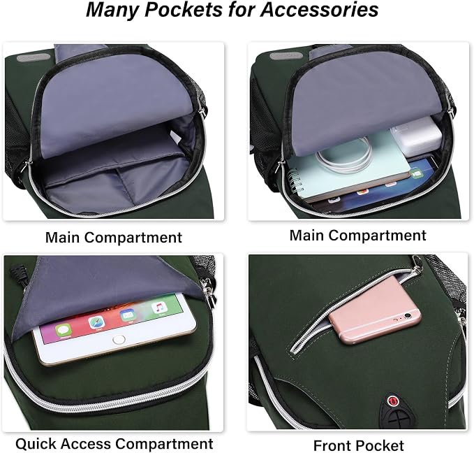 MOSISO Small Sling Bag for Men, Crossbody Shoulder Chest Daypack Bag | Sling Backpack for Casual Travel Hiking