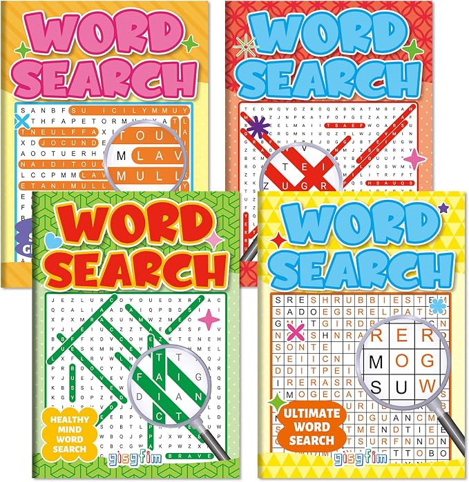 4 Pack Large WordSearch Puzzle Books for Adults Aging Seniors 6.5x9 Inches Word Find Puzzle Books with Large Print Words Activity Book Brain Games and Stress Relief(Variety Pack Bulk)
