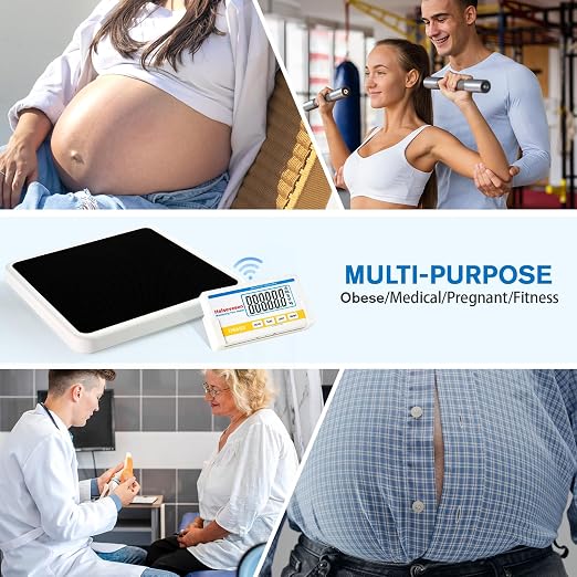 Helsevesen Professional Medical Bariatric Scale, 660 lb/300 kg Capacity, Wireless Digital Bathroom Scales, Low-Profile Heavy Duty Bariatric Scale with Anti-Slip Rubber Mat (DR660WL)