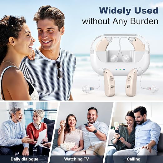 OTC Hearing Aids Rechargeable for Seniors, Lightweight Hearing Amplifiers for Adults with Intelligent Noise Reduction, Portable Behind-the-Ear Hearing Aid Headphones Comfortable Wearing