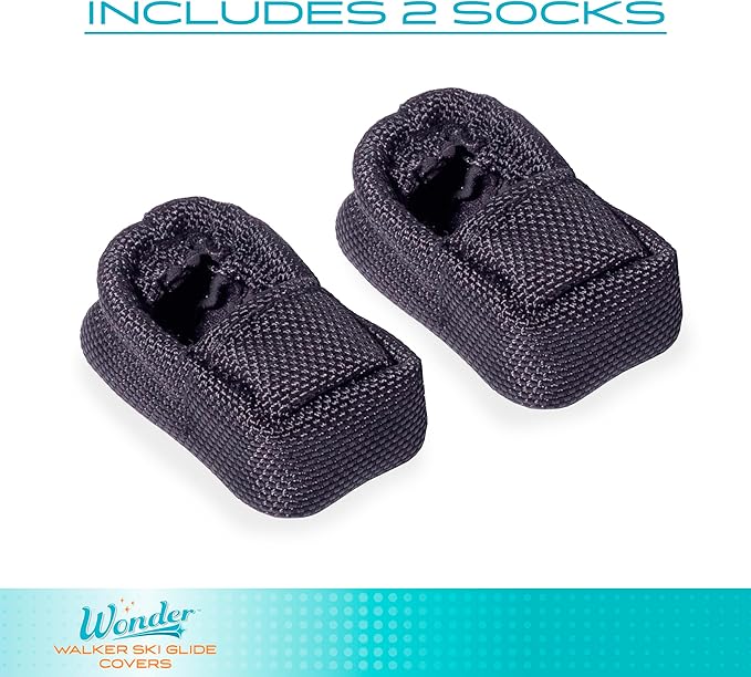 Stander Wonder Walker Ski Glide Sock Covers, Universal Walker Accessories for Standard Walkers, Fabric Floor Protectors for Seniors, Fits Most Walker Ski Glides, Compatible with Stander Wonder Walkers