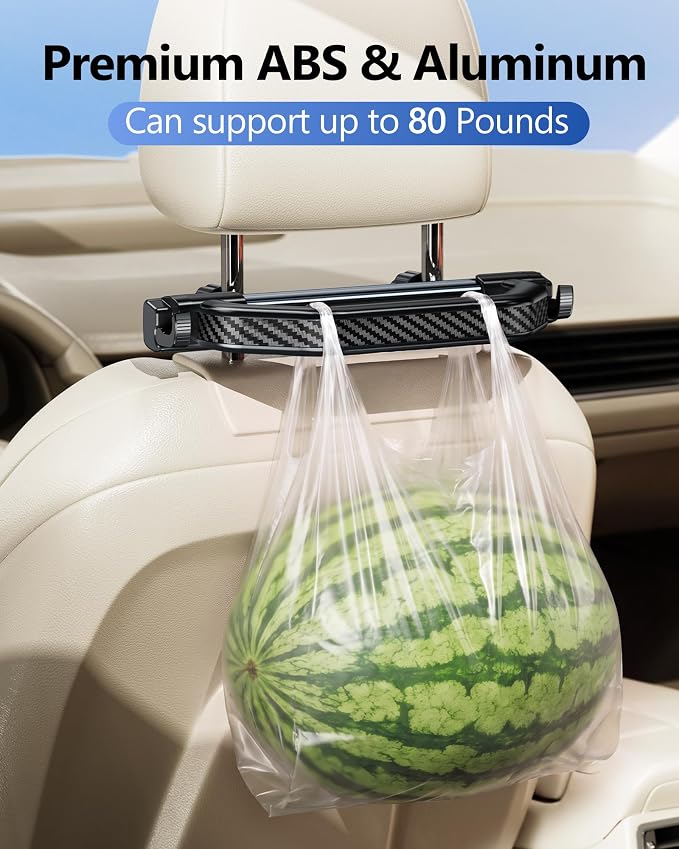 Car Assist Handle for Elderly Pregnant Women Kids - Headrest Mount | Ergonomic Grap Handle, Quality ABS, 2 Storage Hooks, Stable Bolt-Lock System, Broad Compatibility, Easy Installation