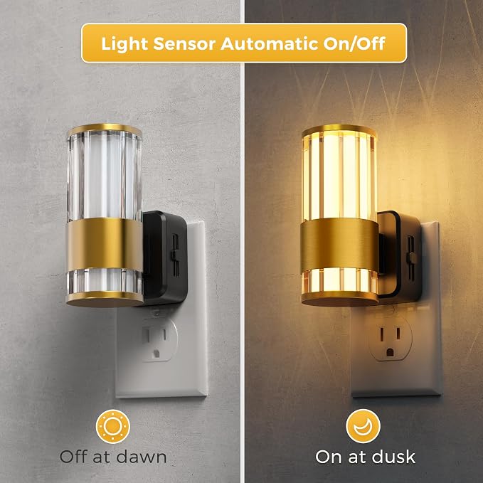 L LOHAS LED Night Light, Automatic Night Lights Plug into Wall | 2 Pack 0-100LM Adjustable Brightness Night Light, Dimmable Night Lights Plug in, Auto Light Sensor Bedroom Hallway Home Decor