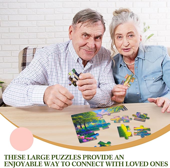 Syhood 10 Pack 16 Large Piece Puzzles for Seniors with Dementia, Alzheimer's Memory Cognitive Games for Elderly, Easy Jigsaw Puzzles Gift for Dementia Patients Elderly Adults in Nursing Home(Fresh)