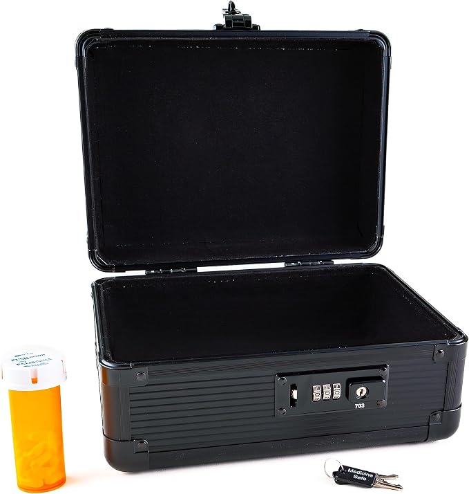 MEDICINE RX SAFE Medication Carrying Case - Medium/Black - Dual Lock