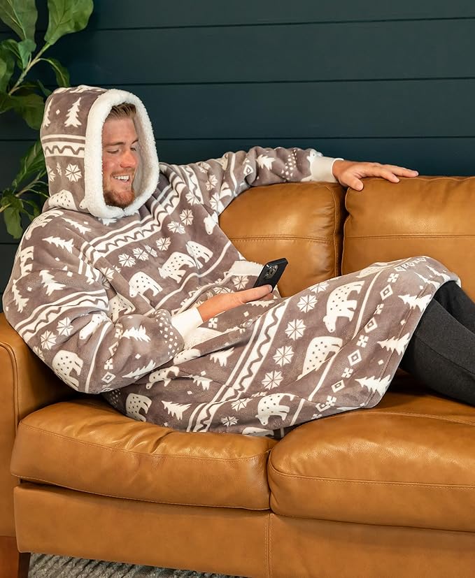LazyOne Oversized Blanket Hoodie, Oversized Hoodies for Women and Men, One Size Fits All Wearable Blankets