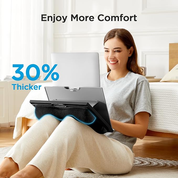 HUANUO Lap Desk with 8 Adjustable Angles – Up to 15.6" Laptop, Grey | Dual-cushion base, carry handle, 30% thicker for durability, wider anti-slip ledge, for home office, sofa, bed, car