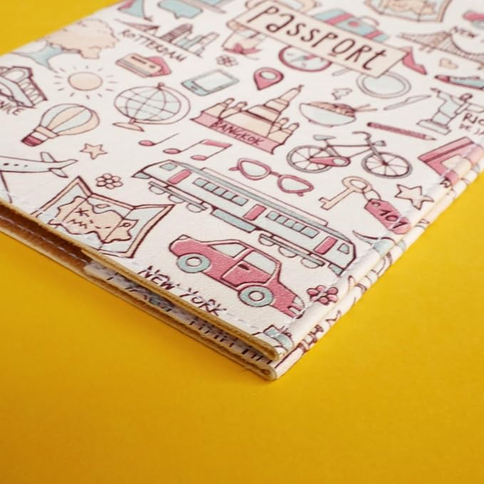 Passport Cover for Kids, Women and Men, Cute Travel Passport Holder (Light Travel Pattern)