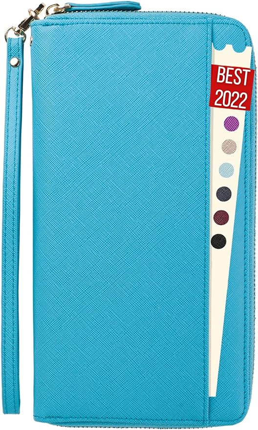 Travel Document Organizer - RFID Passport Wallet Case Family Holder Id Wristlet