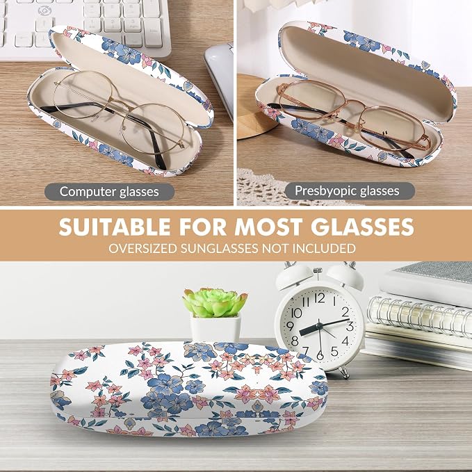 Glasses Case Hard Shell,Portable Protective Eyeglasses Case, Eyeglass Holder Box with Cleaning Cloth, for men women