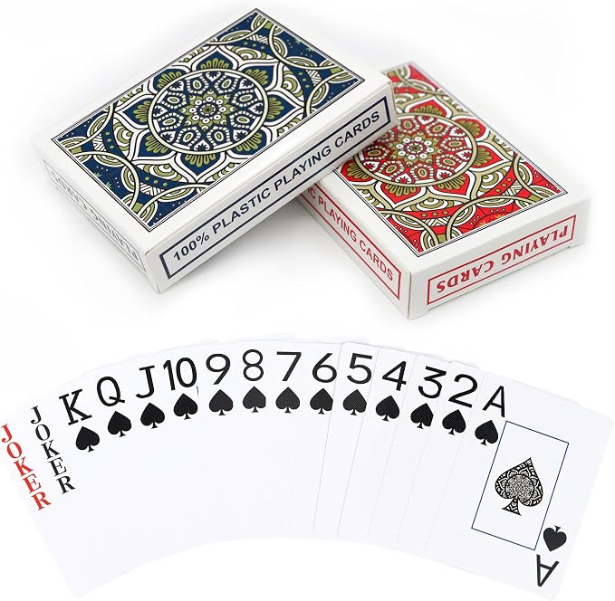 Plastic Playing Cards 2 Pack Waterproof Poker Card,Jumbo Large Print Playing Cards for Adults Seniors,2 Decks of Cards Set Poker Size Cards for Fun Card Game