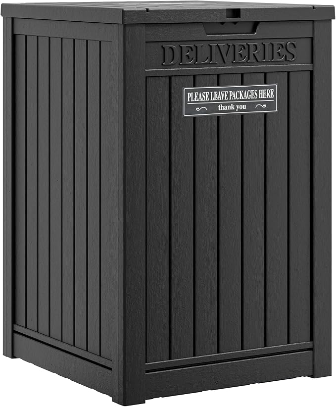 Package Delivery Box for Outside, Waterproof Outdoor Storage, Black