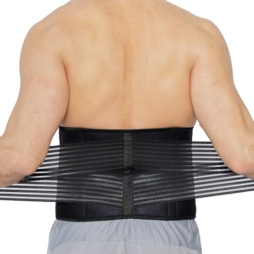 NeoTech Care Neoprene Back Brace for Men or Women - Adjustable & Breathable Lumbar Support Belt for Lower Back Pain (Black, Size XXL)