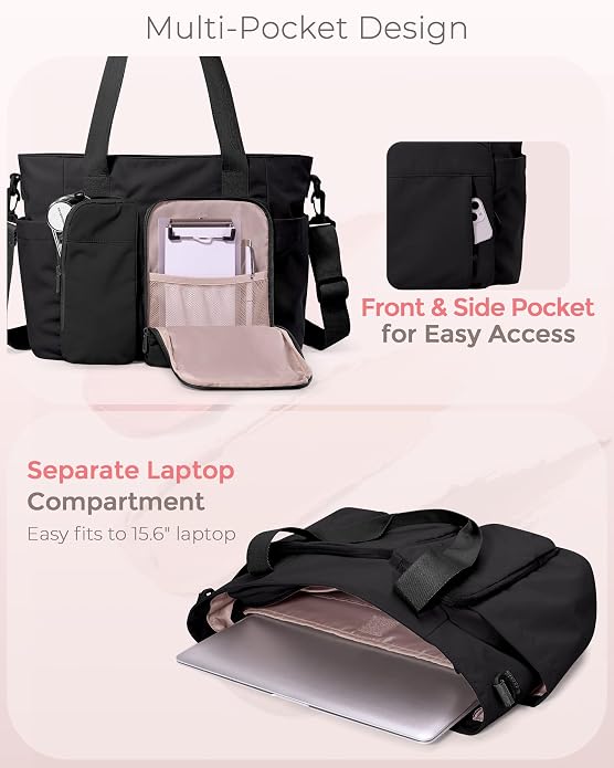 Marscamd Nurse Tote Bag with Crossbody Strap, 9-Pocket Clinical Bag for Nursing Students